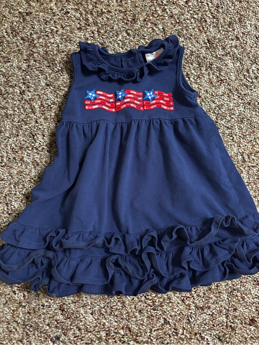 Patriotic Ruffle Tank Dress with Star & Stripe Appliqué